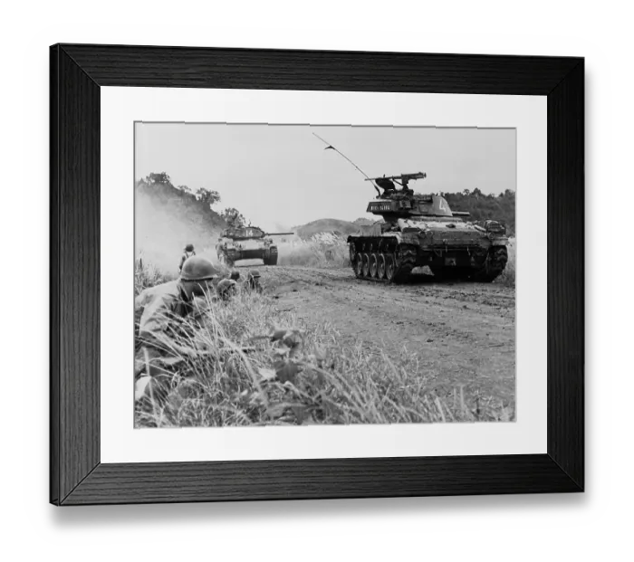 Framed Print : Soldiers Watching Armored Tanks Framed Print : Soldiers Watching Armored Tanks