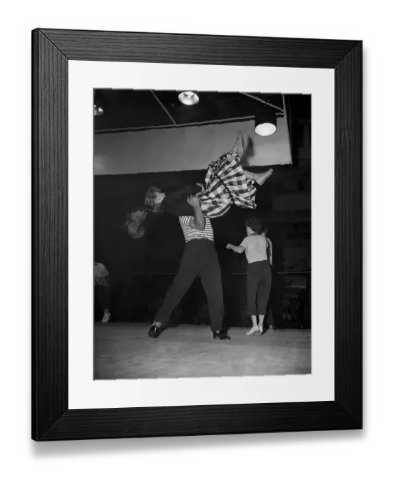 Framed Print : Young couple dancing in Best Rubber-Legged Couple contest, Sports Palace, Berlin, Germany, September 25, 1953
