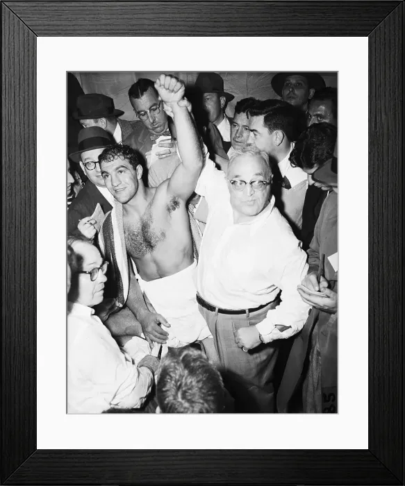 Framed Print : Manager Raising Rocky Marciano's Arm