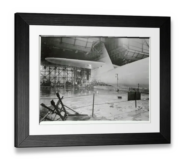 Framed Print : View of Howard Hughes Flying Boat in Flooded Hangar Framed Print : View of Howard Hughes Flying Boat in Flooded Hangar