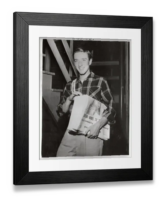 Framed Print : Earl Eisenhower Delivering Newspapers