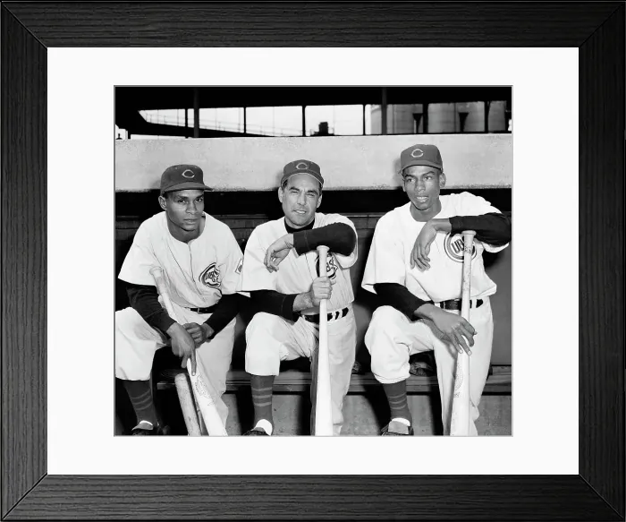Framed Print : Cubs Manager Posing With Two Players
