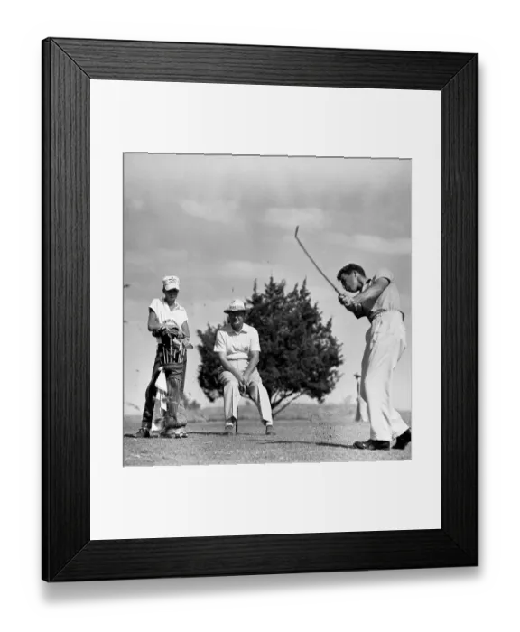 Framed Print : Byron Nelson and Caddy Watching Ken Venturi Golf Framed Print : Byron Nelson and Caddy Watching Ken Venturi Golf