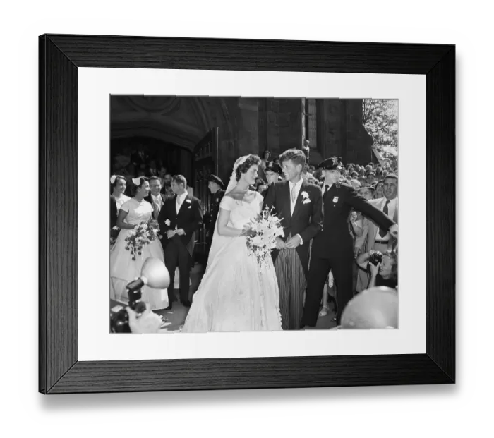 Framed Print : John and Jacqueline Kennedy After Wedding Ceremony Framed Print : John and Jacqueline Kennedy After Wedding Ceremony