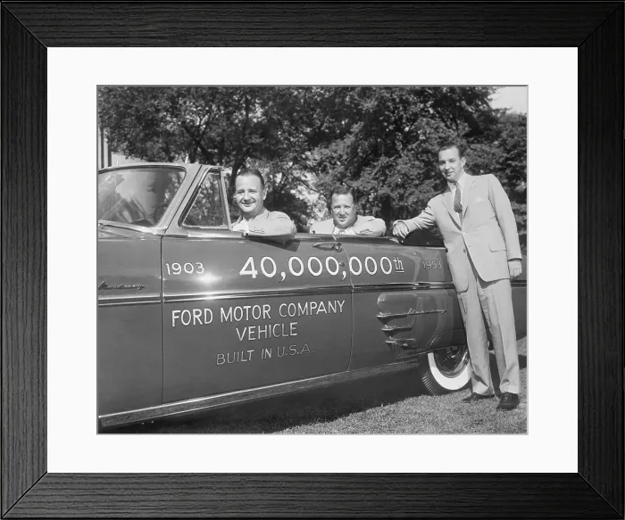 Framed Print : Henry Ford II and Brothers Posing with a Car Framed Print : Henry Ford II and Brothers Posing with a Car
