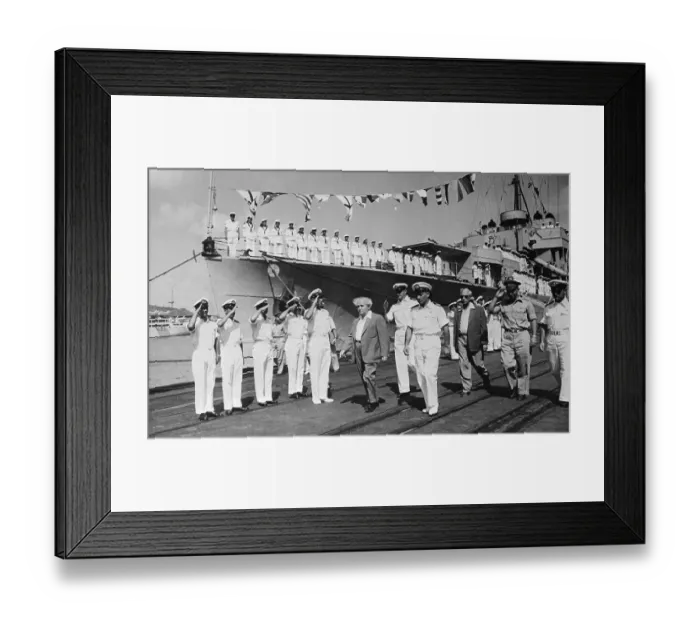 Framed Print : David Ben-Gurion Saluted by Naval Officers Framed Print : David Ben-Gurion Saluted by Naval Officers