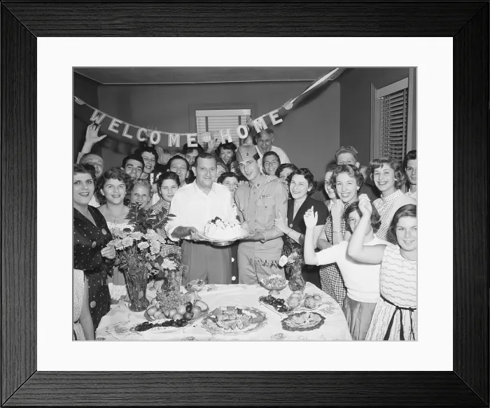 Framed Print : Welcome Home Party For Young Marine Framed Print : Welcome Home Party For Young Marine