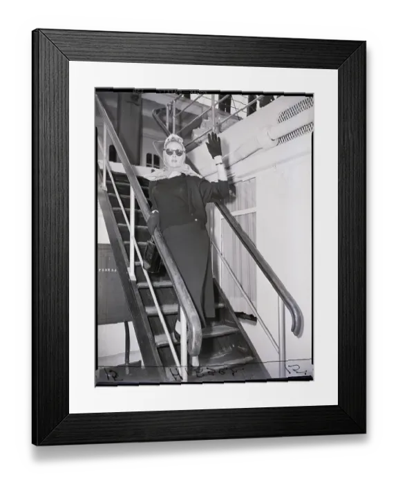Framed Print : Gloria Graheme Waving On Boat Gangplank Framed Print : Gloria Graheme Waving On Boat Gangplank