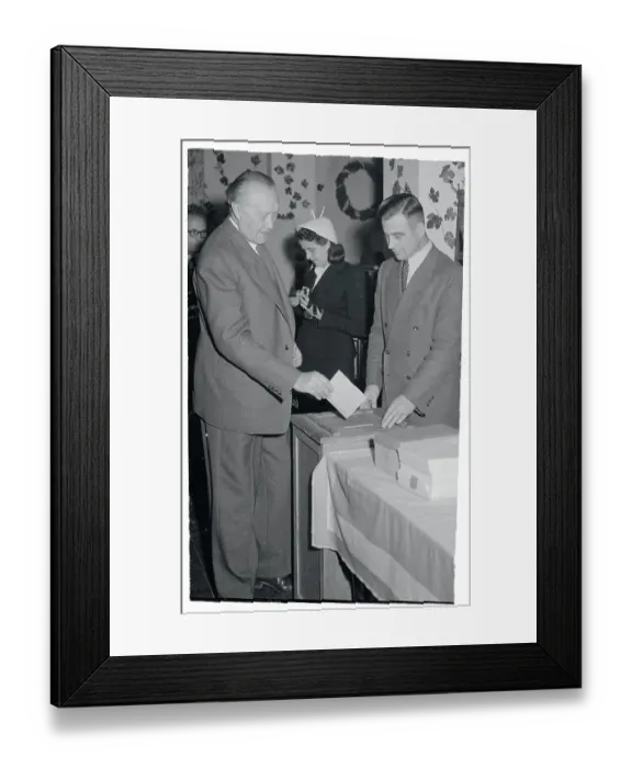 Framed Print : Konrad Adenauer Casting a Ballot