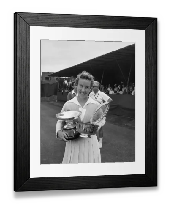 Framed Print : Maureen Connolly With Trophies