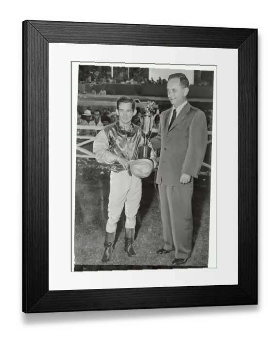 Framed Print : Willie Shoemaker Receiving Trophy Framed Print : Willie Shoemaker Receiving Trophy
