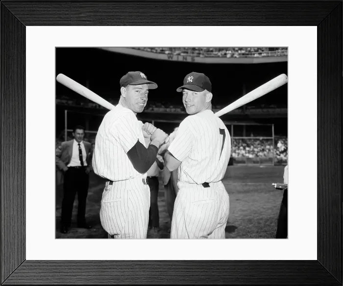 Framed Print : Joe Dimaggio & Mickey Mantle Posing Framed Print : Joe Dimaggio & Mickey Mantle Posing