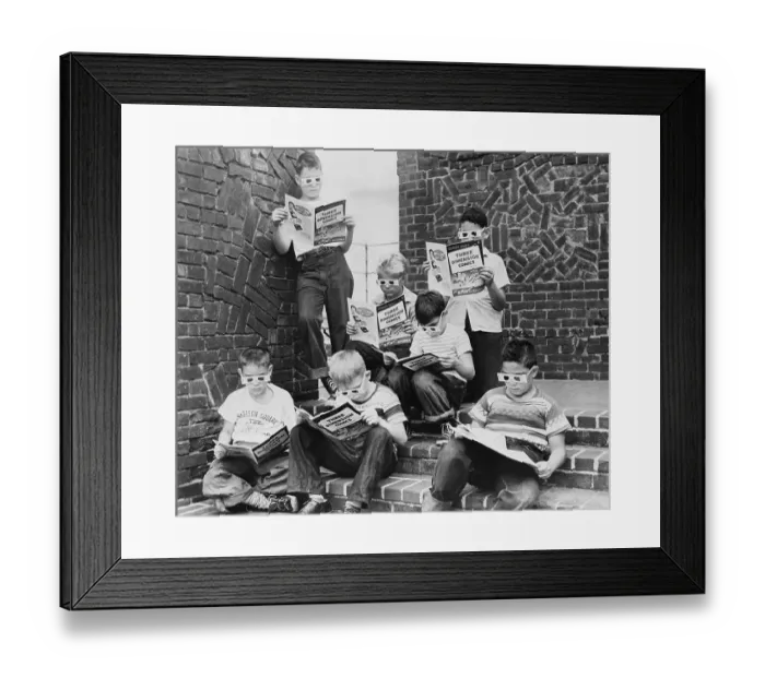 Framed Print : Boys Reading Comic Books Framed Print : Boys Reading Comic Books