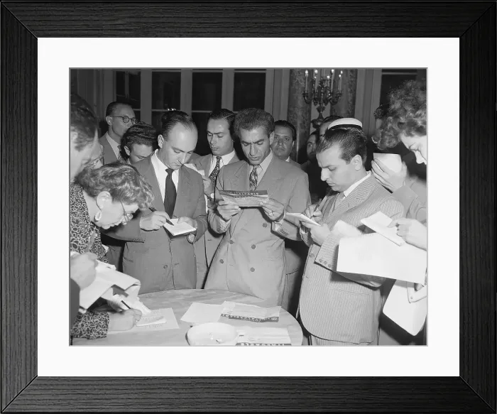 Framed Print : Exiled Shah Reads Telegram Framed Print : Exiled Shah Reads Telegram