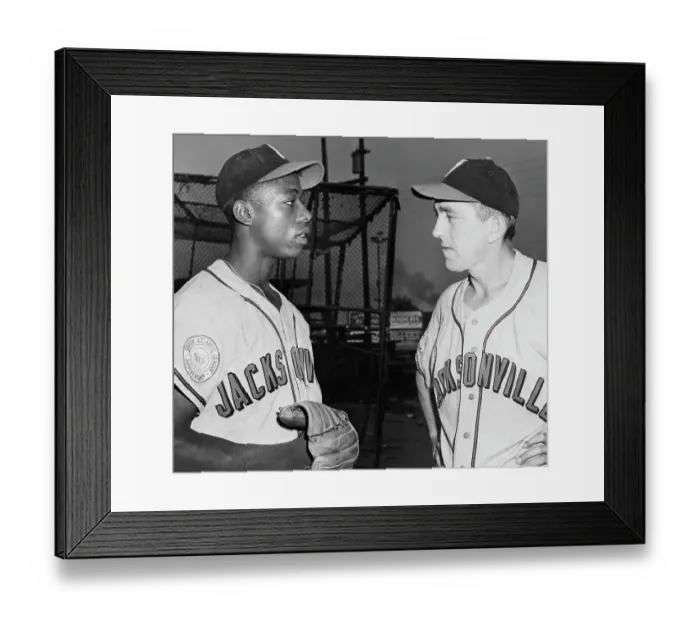 Framed Print : Hank Aaron Talks W / Coach Framed Print : Hank Aaron Talks W / Coach