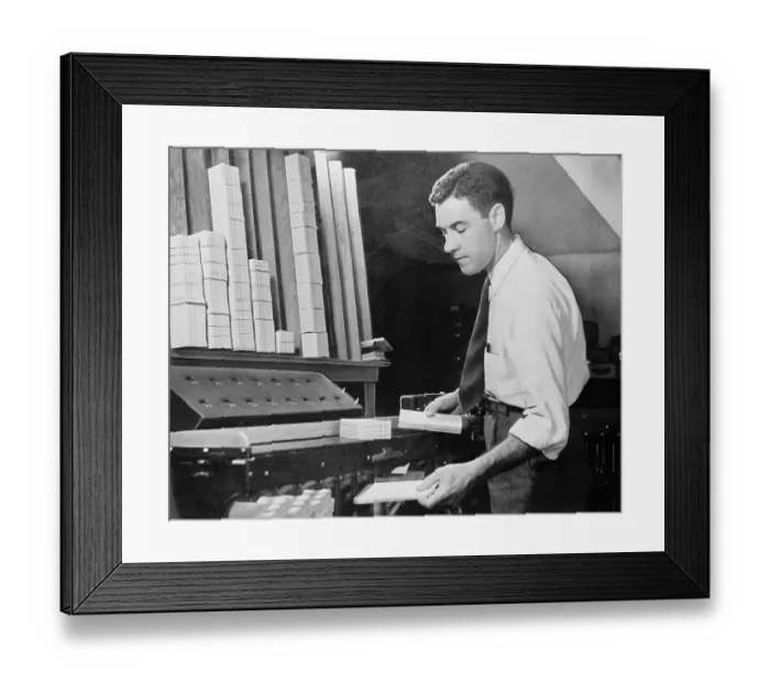 Framed Print : Mr. Clyde Martin Working on IBM Framed Print : Mr. Clyde Martin Working on IBM
