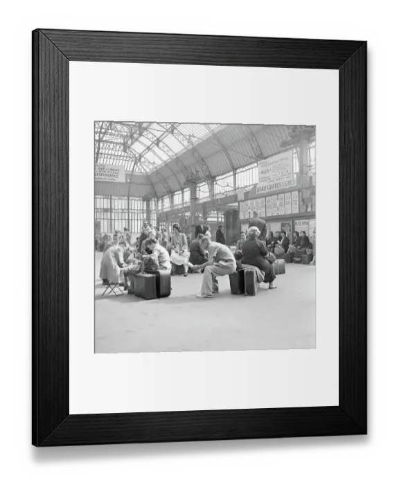 Framed Print : Travellers Waiting at Paris Train Station During Railroad Strike Framed Print : Travellers Waiting at Paris Train Station During Railroad Strike
