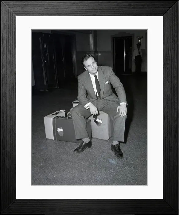Framed Print : Marlon Brando Stranded With Luggage Framed Print : Marlon Brando Stranded With Luggage