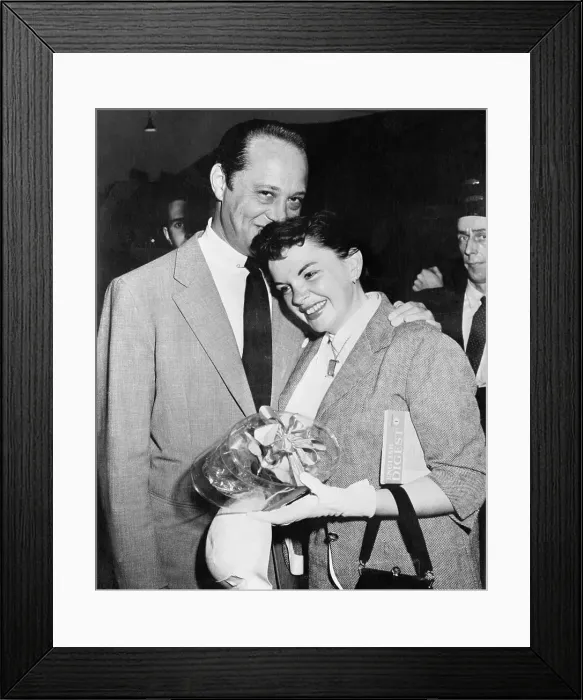 Framed Print : Judy Garland and Sid Luft Smiling in En Route to America Framed Print : Judy Garland and Sid Luft Smiling in En Route to America