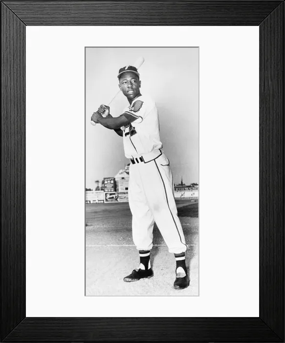 Framed Print : Henry Aaron in Batting Position Framed Print : Henry Aaron in Batting Position