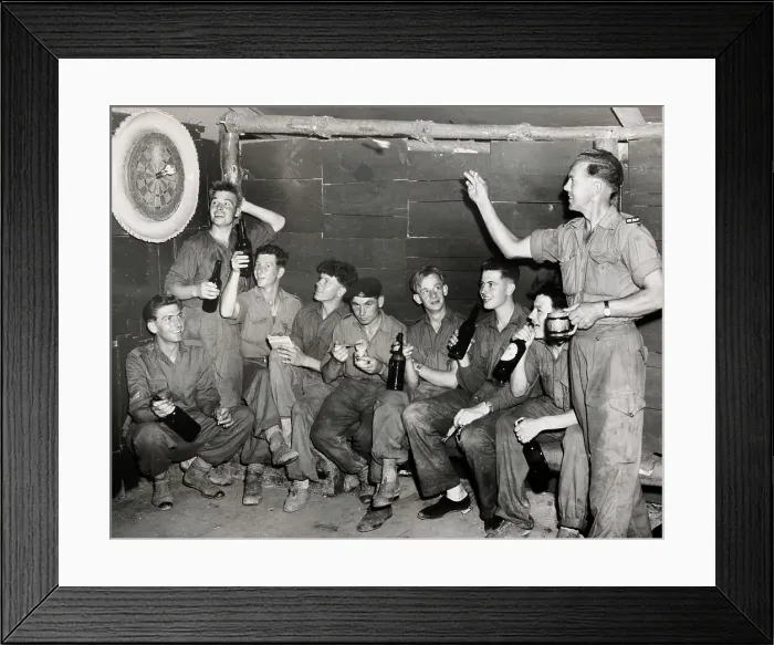 Framed Print : British Soldiers Celebrating Korean Armistice Framed Print : British Soldiers Celebrating Korean Armistice