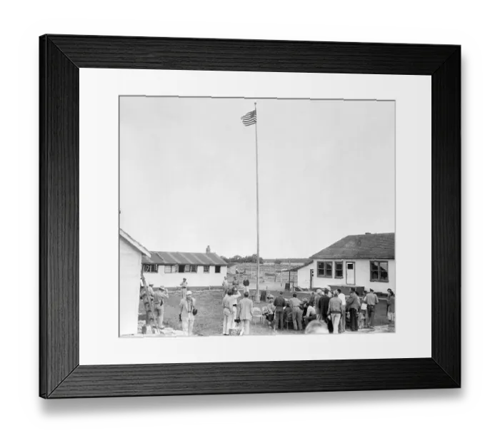 Framed Print : Polygamist Men Under Guard in Schoolyard