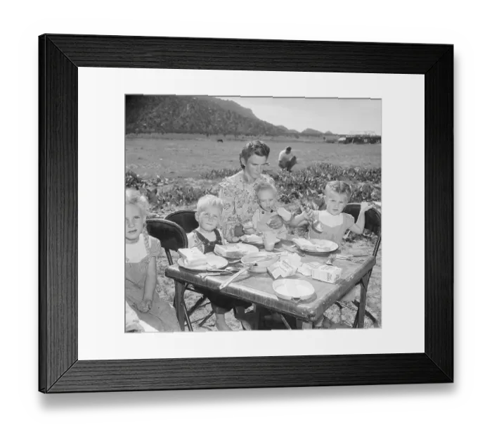 Framed Print : Mother with Three Children at Table Framed Print : Mother with Three Children at Table