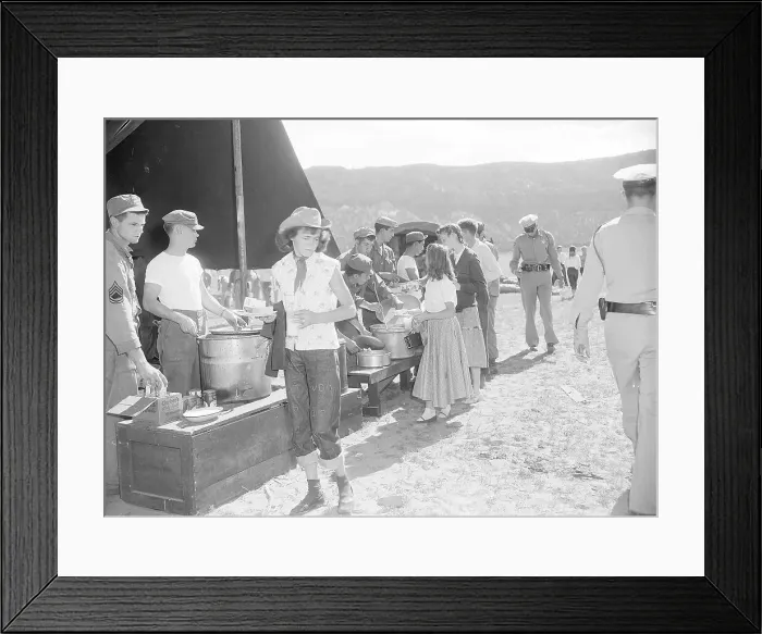 Framed Print : National Guard Serving People in Chow Line Framed Print : National Guard Serving People in Chow Line