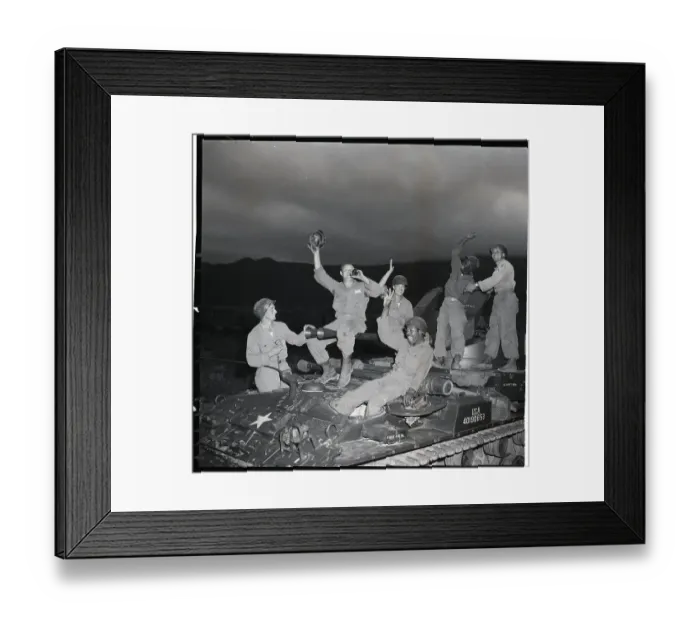 Framed Print : Korean War Soldiers Rejoice At Armistice Framed Print : Korean War Soldiers Rejoice At Armistice