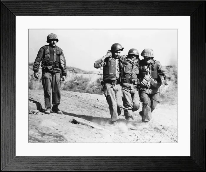 Framed Print : Wounded American Soldier on Pork Chop Hill Framed Print : Wounded American Soldier on Pork Chop Hill