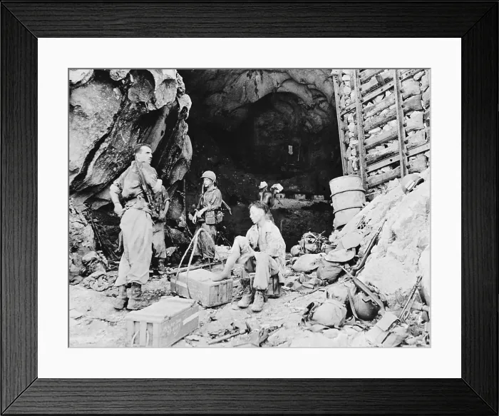 Framed Print : French Troops Discover Cave W / Arms Framed Print : French Troops Discover Cave W / Arms