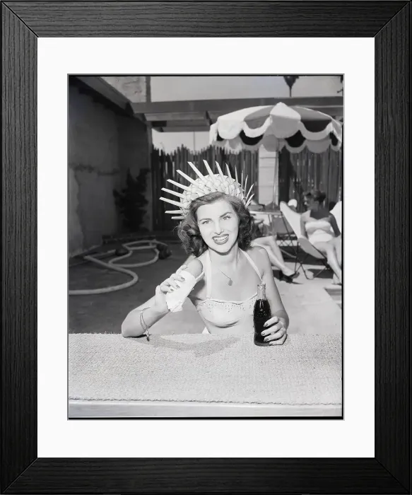 Framed Print : Woman Relaxes With Hot Dog And Soda Framed Print : Woman Relaxes With Hot Dog And Soda