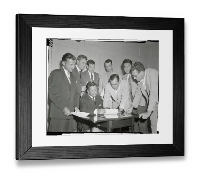 Framed Print : Baseball Team Signing Contracts Framed Print : Baseball Team Signing Contracts