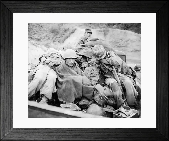 Framed Print : Tired Korean Soldier On Truck Framed Print : Tired Korean Soldier On Truck