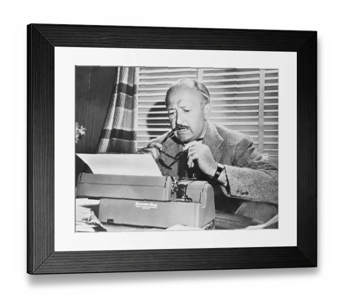 Framed Print : Sports Columnist Dan Parker Working at Typewriter Framed Print : Sports Columnist Dan Parker Working at Typewriter