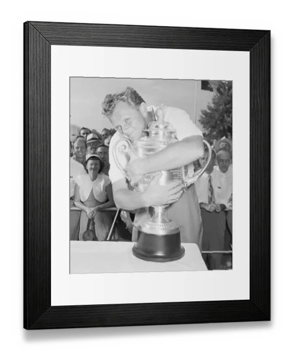 Framed Print : Walter Burkemo Hugging PGA Trophy Framed Print : Walter Burkemo Hugging PGA Trophy
