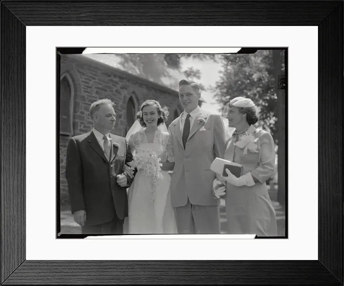 Framed Print : Married Couple with Bride's Parents Framed Print : Married Couple with Bride's Parents
