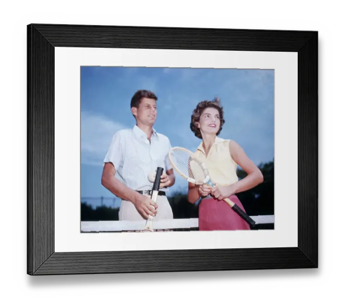 Framed Print : John Kennedy and Jacqueline Bouvier Playing Tennis Framed Print : John Kennedy and Jacqueline Bouvier Playing Tennis