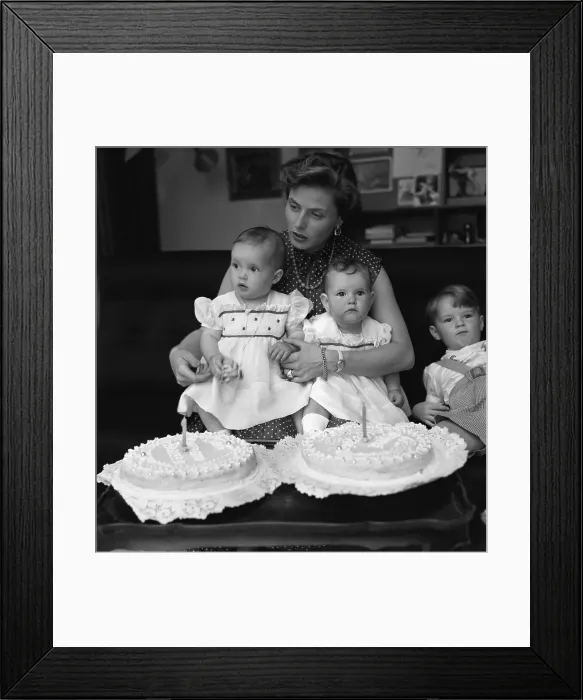 Framed Print : Ingrid Bergman Holding Twin Daughters Framed Print : Ingrid Bergman Holding Twin Daughters