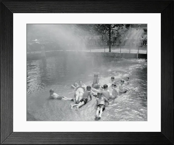 Framed Print : Kids refreshing in fountain, New York City, New York State, USA Framed Print : Kids refreshing in fountain, New York City, New York State, USA