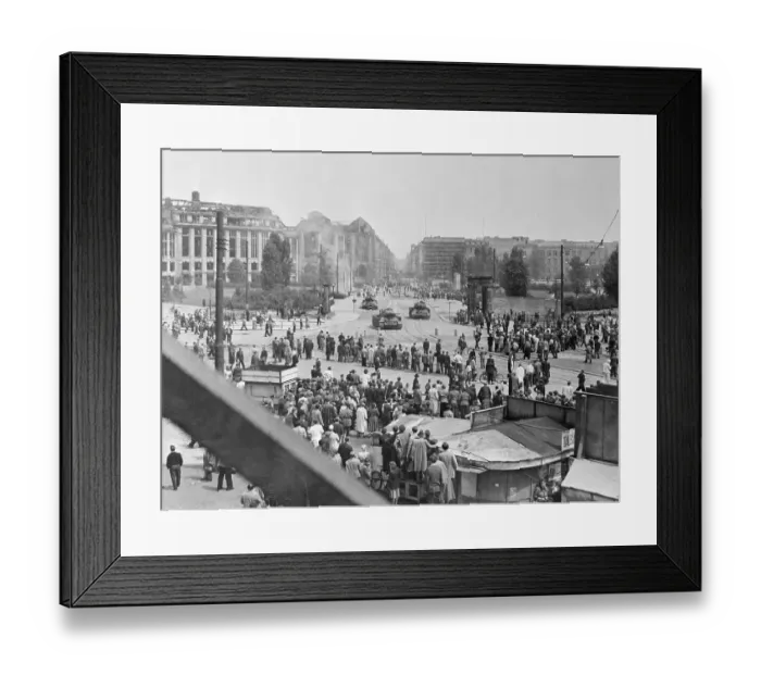 Framed Print : Soviet Tanks Confronting German Workers Framed Print : Soviet Tanks Confronting German Workers