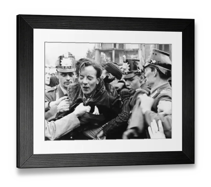 Framed Print : Police Assist Gun Shot Victim During Riot in Berlin Framed Print : Police Assist Gun Shot Victim During Riot in Berlin