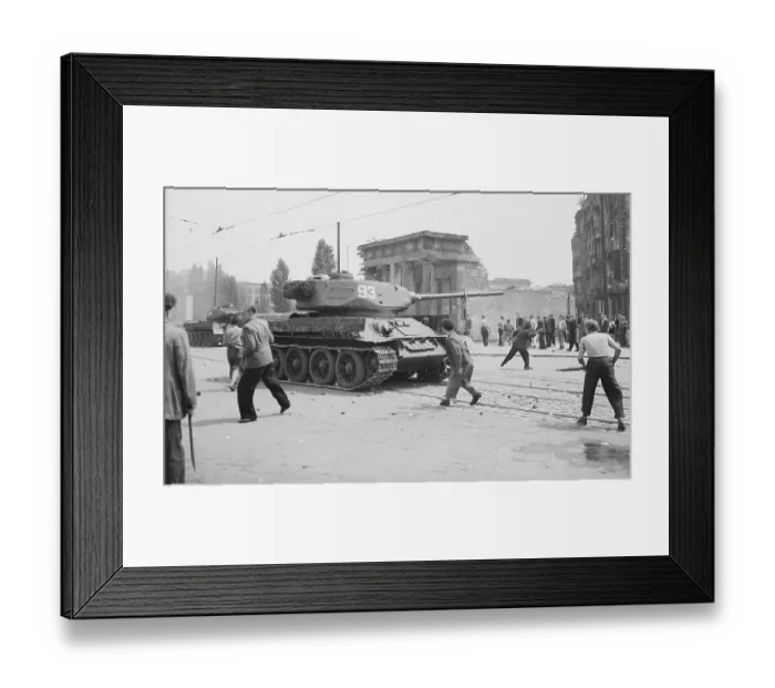 Framed Print : Men Against Tanks In Berlin, Germany Framed Print : Men Against Tanks In Berlin, Germany
