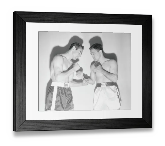 Framed Print : Armand Savoie and Eddie Comp in Boxing Position