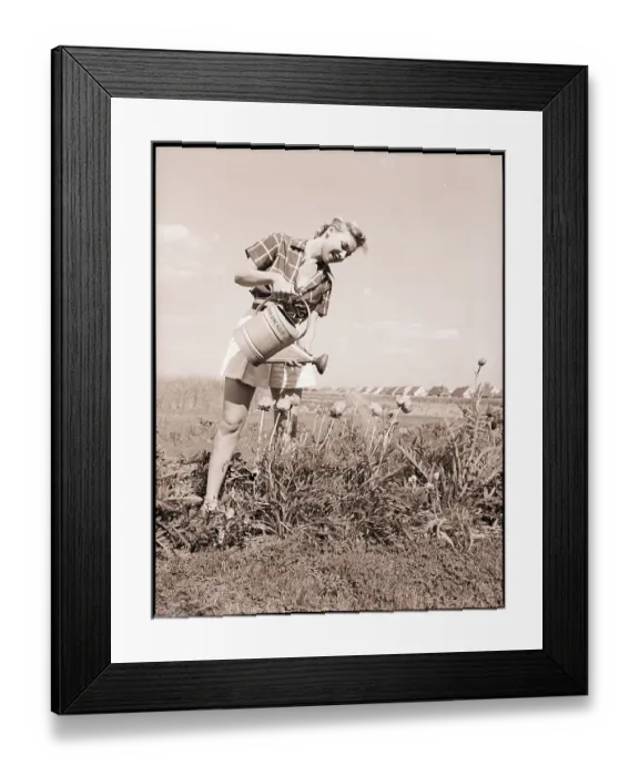 Framed Print : Girl Watering Flowers