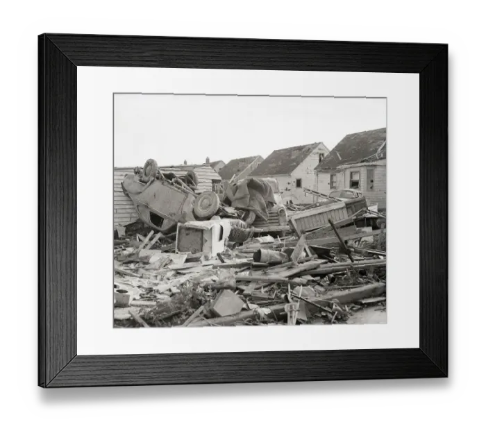 Framed Print : Car, Garage After A Tornado Ripped Thru Framed Print : Car, Garage After A Tornado Ripped Thru
