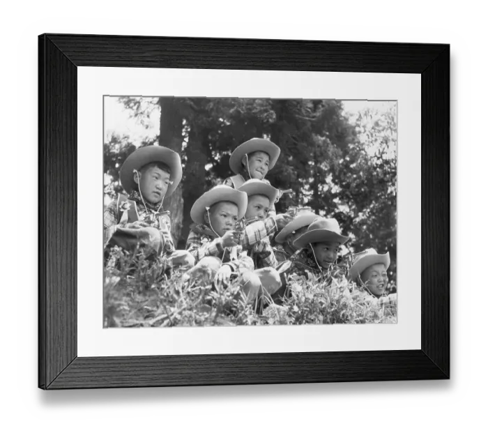Framed Print : Japanese Children In Cowboy Outfits Framed Print : Japanese Children In Cowboy Outfits