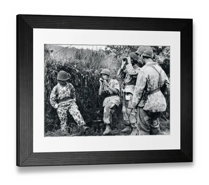 Framed Print : French Soldiers Calling Their Contacts in Field Framed Print : French Soldiers Calling Their Contacts in Field