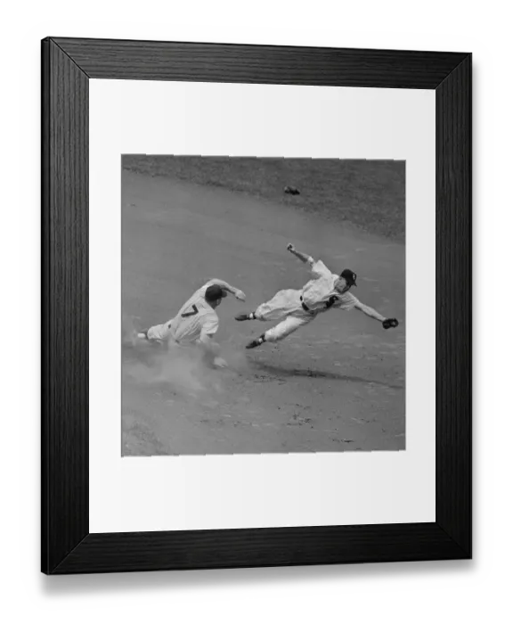 Framed Print : Mickey Mantle Stealing Second Base Framed Print : Mickey Mantle Stealing Second Base