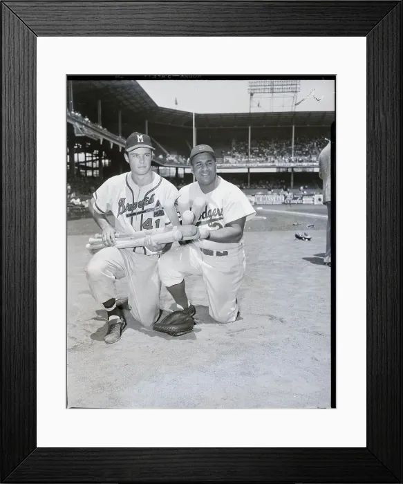 Framed Print : Roy Campanella And Ed Mathews Holds Bats Framed Print : Roy Campanella And Ed Mathews Holds Bats